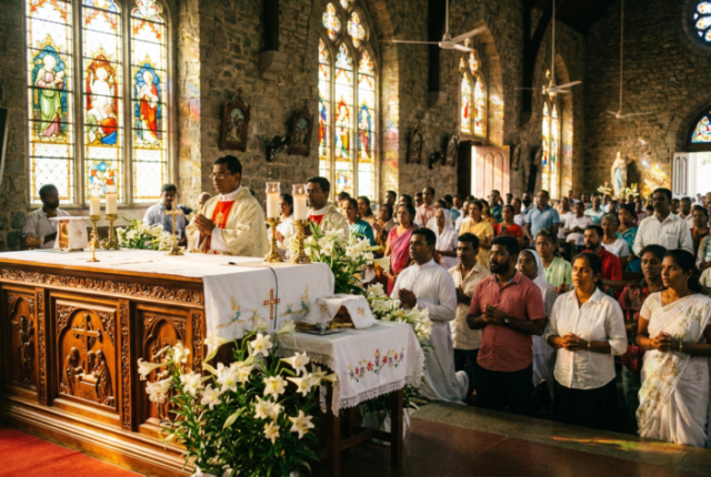 Easter Morning Mass in Sri Lankan Catholic Church