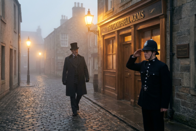 victorian scottish town dusk
