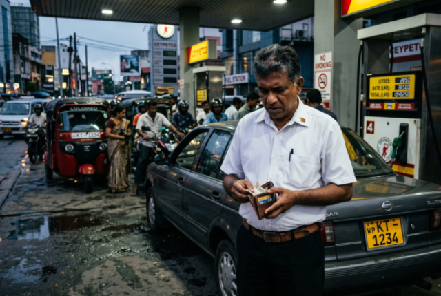 Sri Lankan Official at Fuel Station