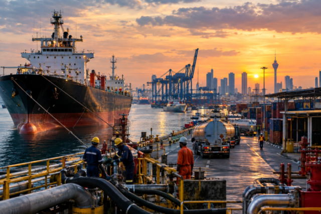Sunset at the Industrial Harbour